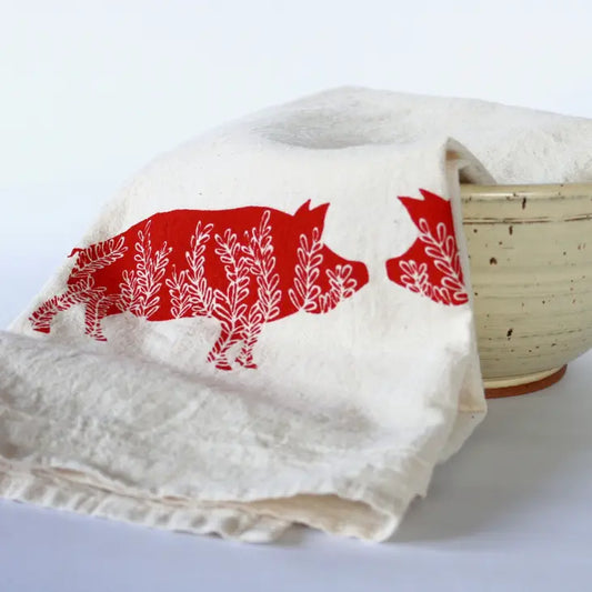Pig Kitchen Tea Towel